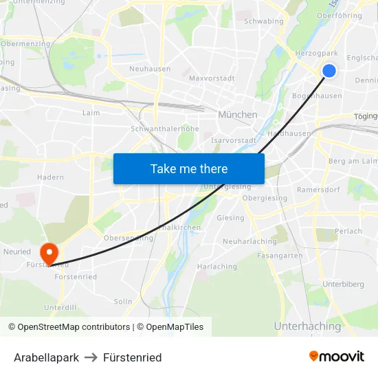 Arabellapark to Fürstenried map