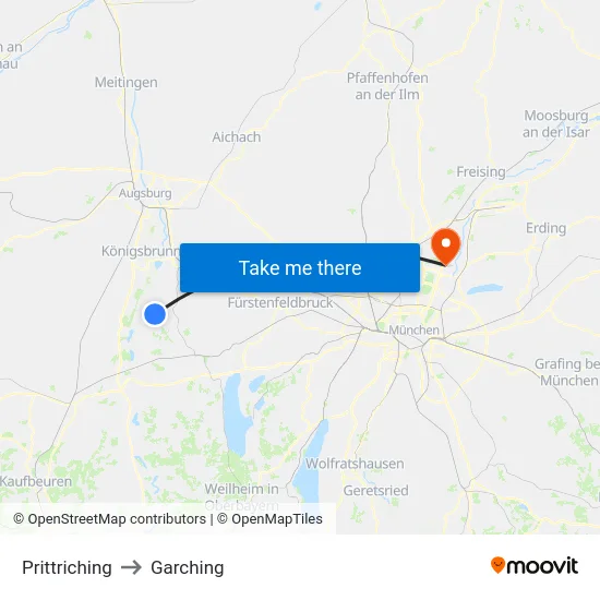 Prittriching to Garching map