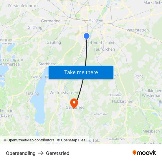 Obersendling to Geretsried map