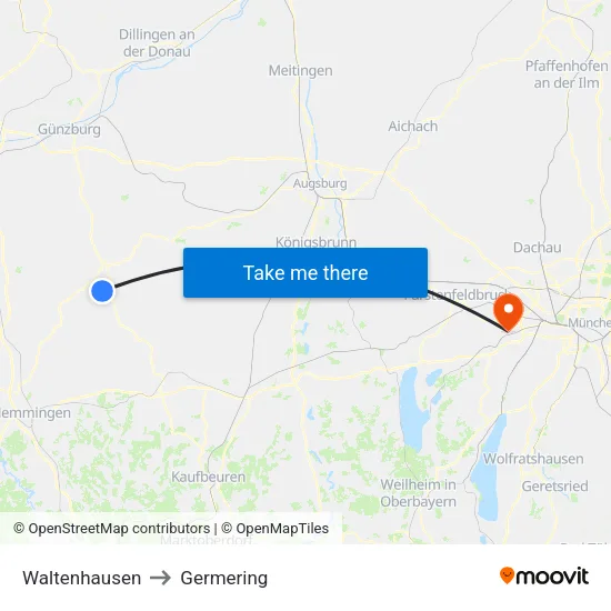Waltenhausen to Germering map