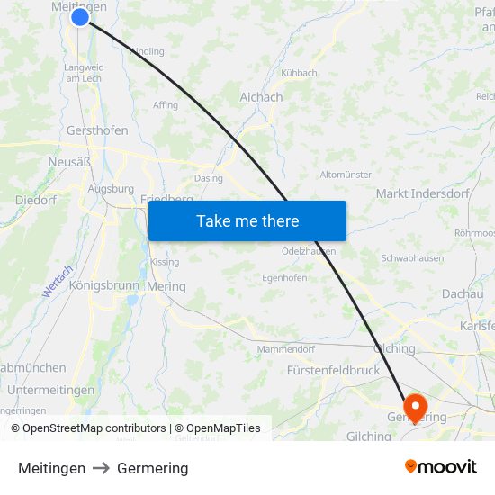 Meitingen to Germering map