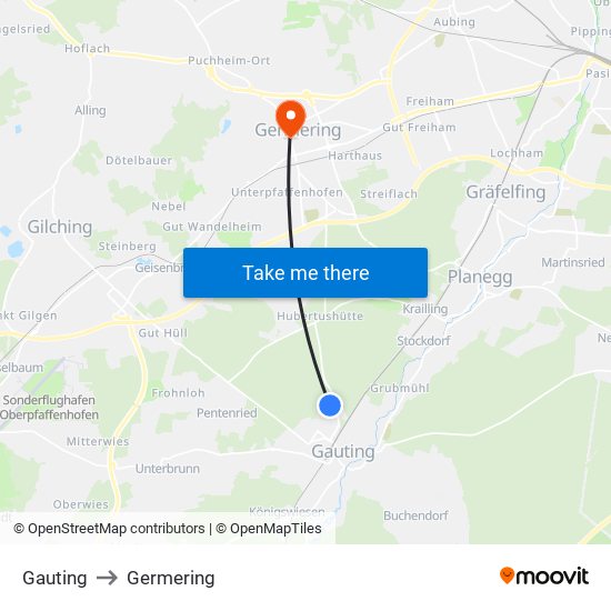 Gauting to Germering map