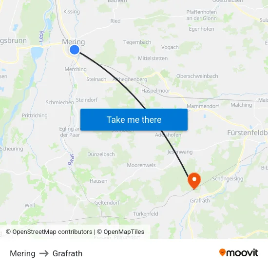 Mering to Grafrath map