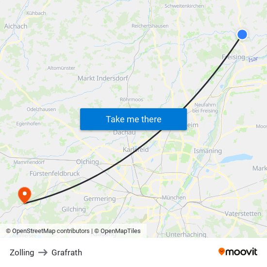 Zolling to Grafrath map