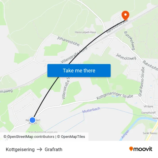 Kottgeisering to Grafrath map