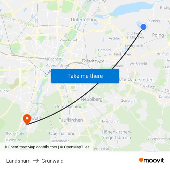 Landsham to Grünwald map