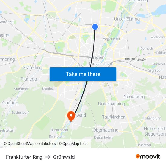 Frankfurter Ring to Grünwald map