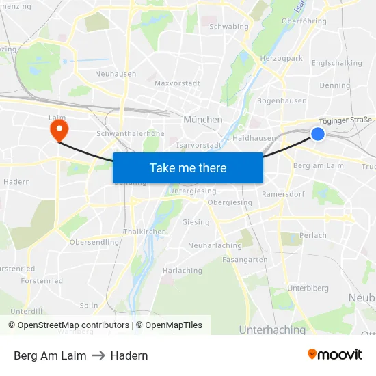 Berg Am Laim to Hadern map