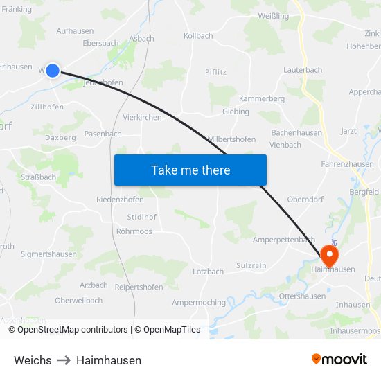 Weichs to Haimhausen map