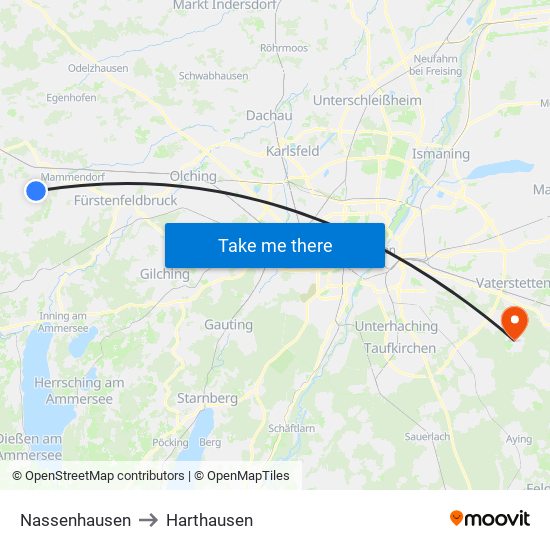 Nassenhausen to Harthausen map