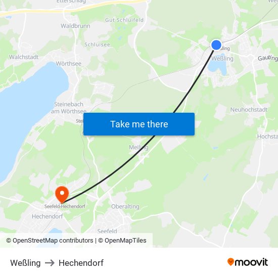 Weßling to Hechendorf map