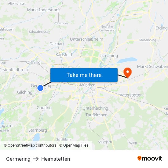 Germering to Heimstetten map