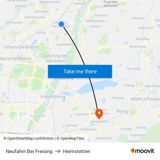 Neufahrn Bei Freising to Heimstetten map