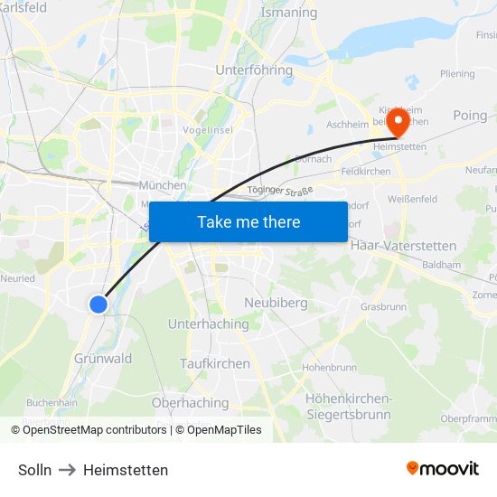 Solln to Heimstetten map