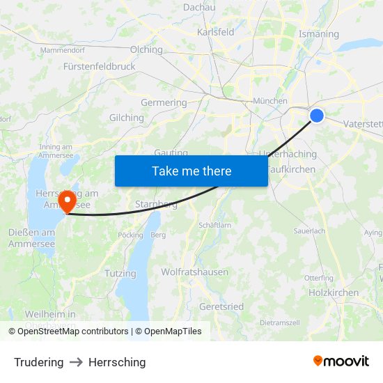 Trudering to Herrsching map