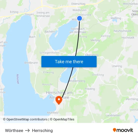 Wörthsee to Herrsching map