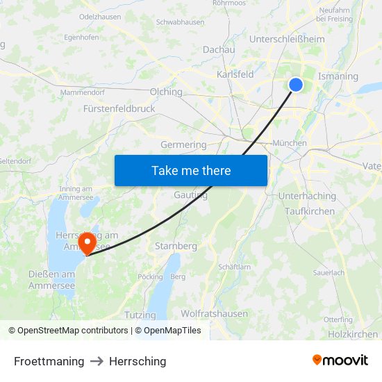 Froettmaning to Herrsching map