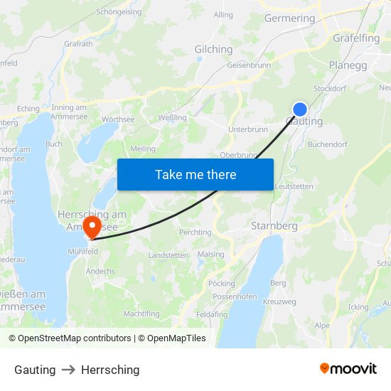 Gauting to Herrsching map