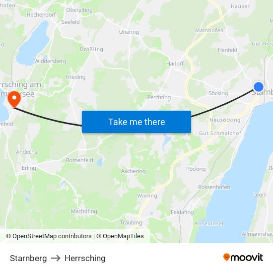 Starnberg to Herrsching map