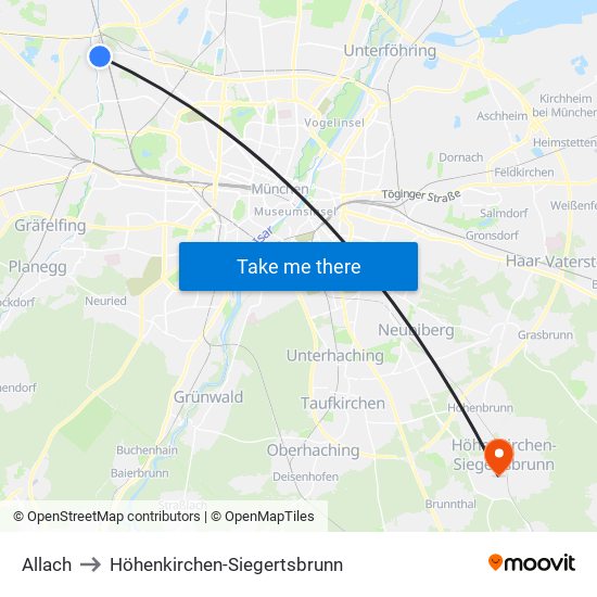 Allach to Höhenkirchen-Siegertsbrunn map