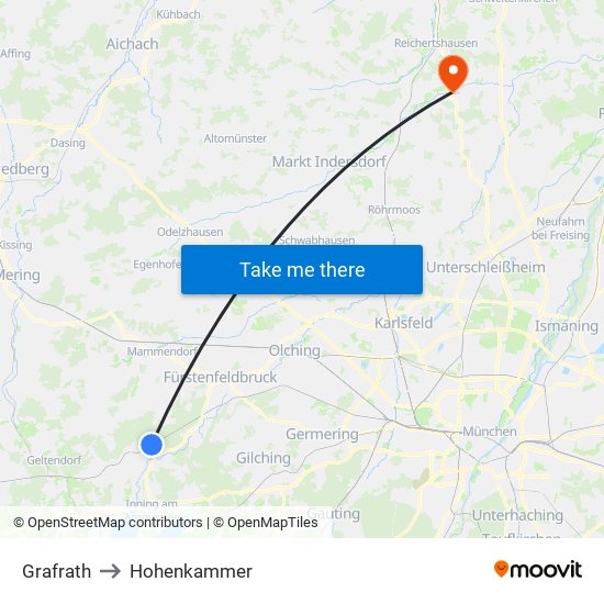 Grafrath to Hohenkammer map