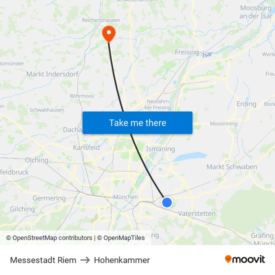 Messestadt Riem to Hohenkammer map