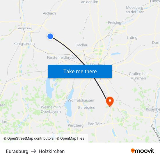 Eurasburg to Holzkirchen map