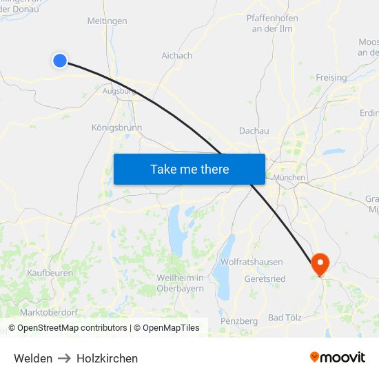 Welden to Holzkirchen map