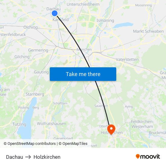 Dachau to Holzkirchen map