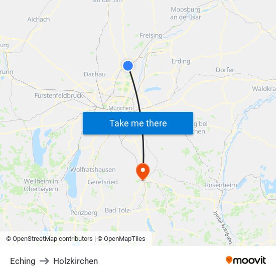 Eching to Holzkirchen map