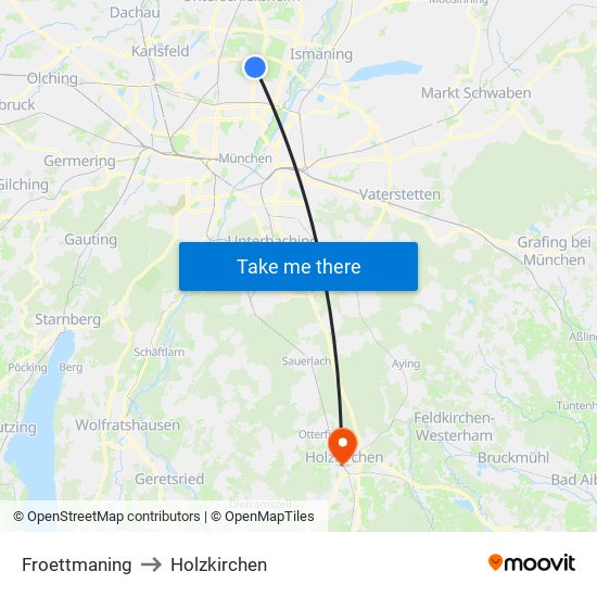 Froettmaning to Holzkirchen map