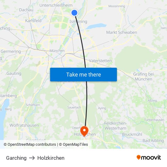 Garching to Holzkirchen map