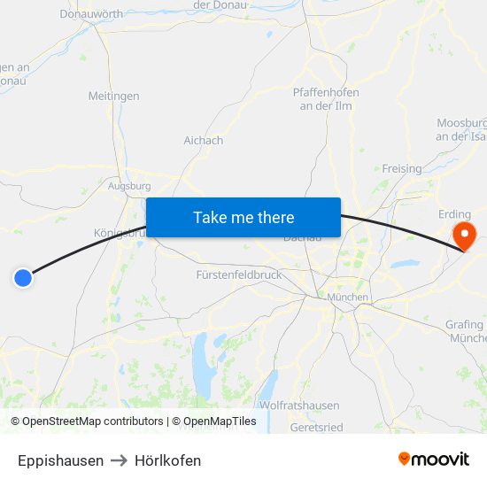 Eppishausen to Hörlkofen map
