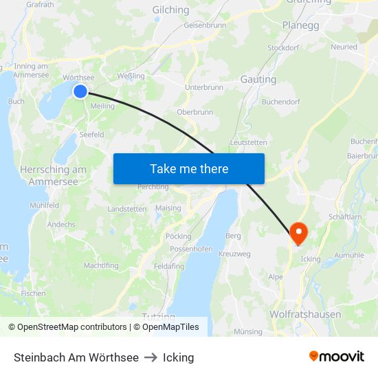 Steinbach Am Wörthsee to Icking map