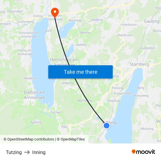 Tutzing to Inning map