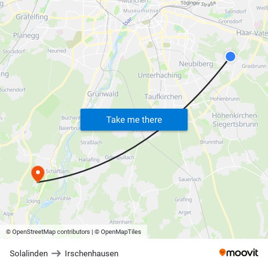 Solalinden to Irschenhausen map