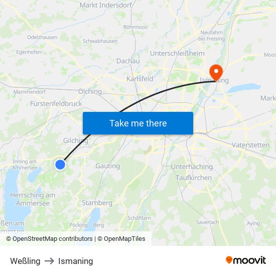 Weßling to Ismaning map