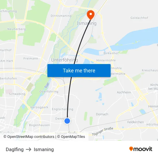 Daglfing to Ismaning map