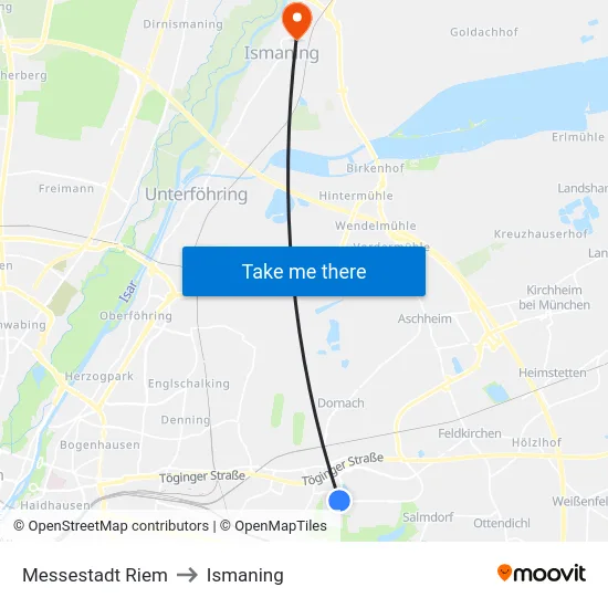 Messestadt Riem to Ismaning map