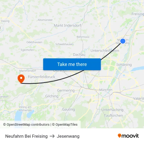 Neufahrn Bei Freising to Jesenwang map