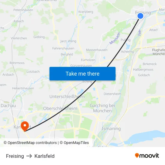 Freising to Karlsfeld map