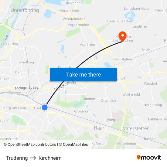 Trudering to Kirchheim map