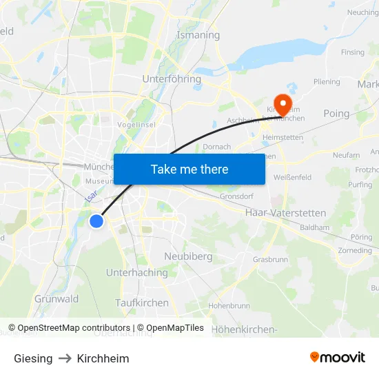 Giesing to Kirchheim map