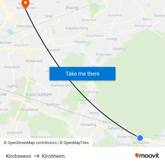 Kirchseeon to Kirchheim map