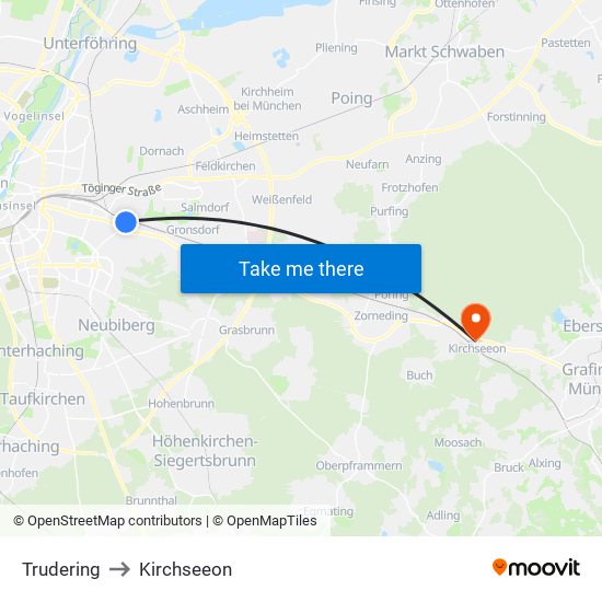 Trudering to Kirchseeon map