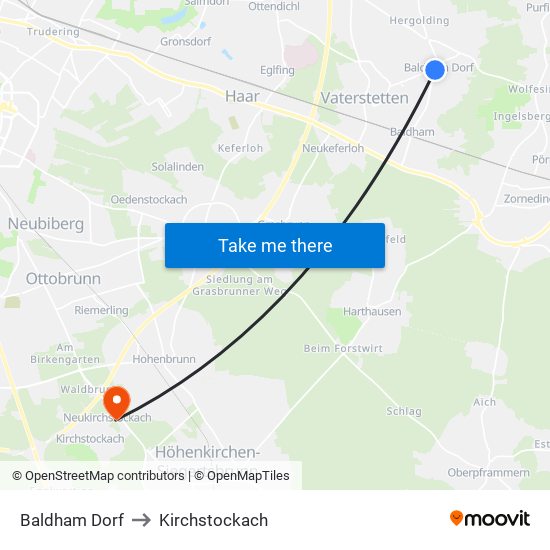 Baldham Dorf to Kirchstockach map