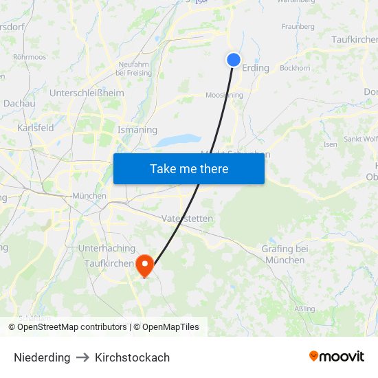 Niederding to Kirchstockach map