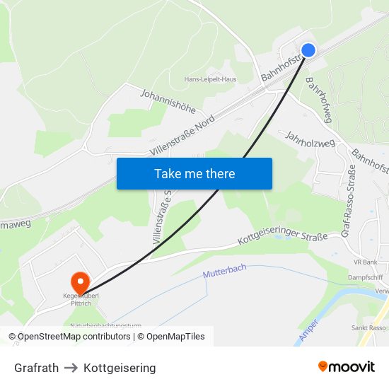 Grafrath to Kottgeisering map