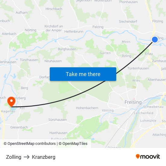 Zolling to Kranzberg map