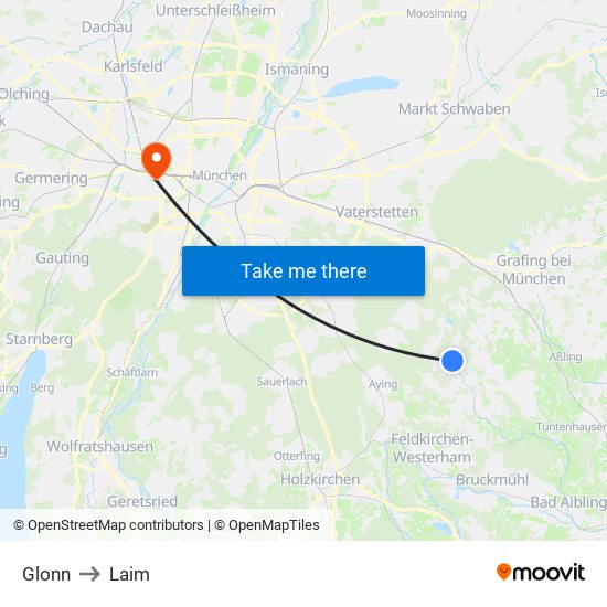 Glonn to Laim map